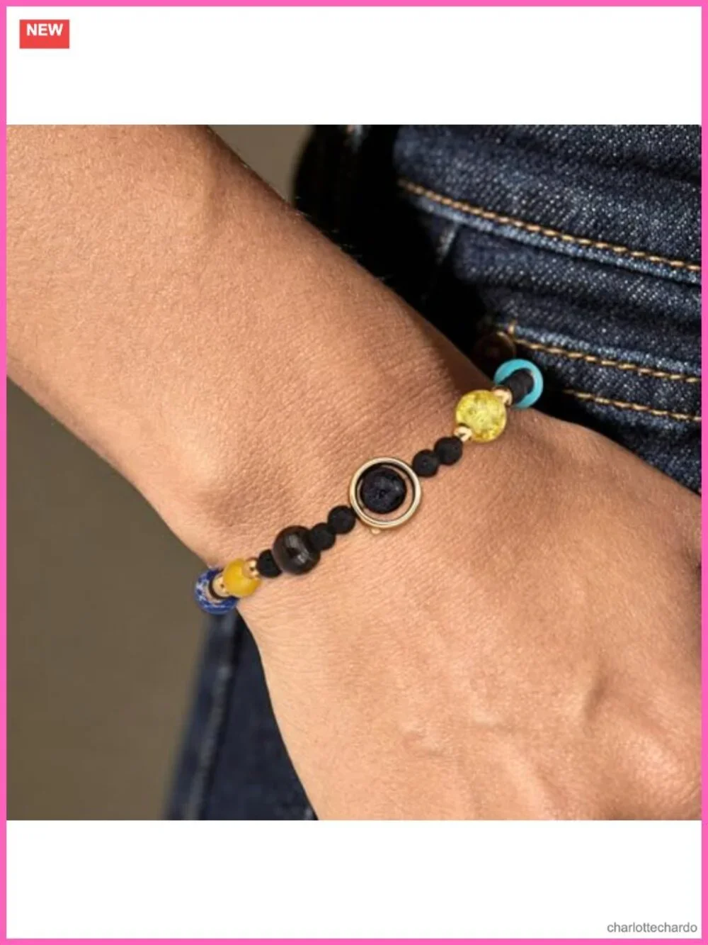 Solar System Bracelet Natural Stone Beads Charm Bangle Astronomy Gift